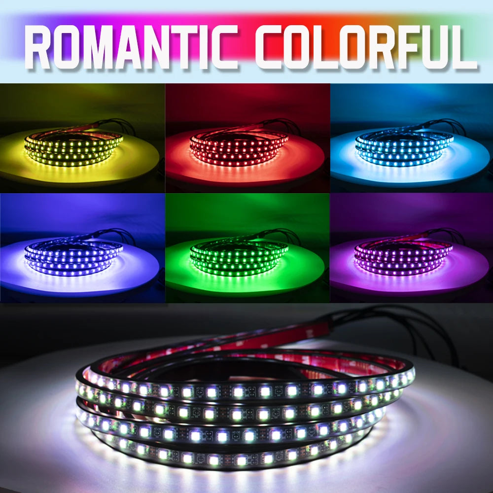 Tira de Luces LED Flexible para Chasis de Coche con Control Remoto / APP – Iluminación Ambiental RGB Neon