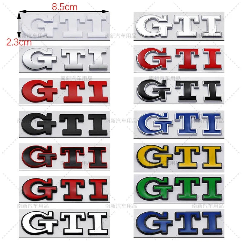 Emblema Metálico 3D GTI – Para Parrilla o Maletero | Compatible con VW Golf MK2 a MK8