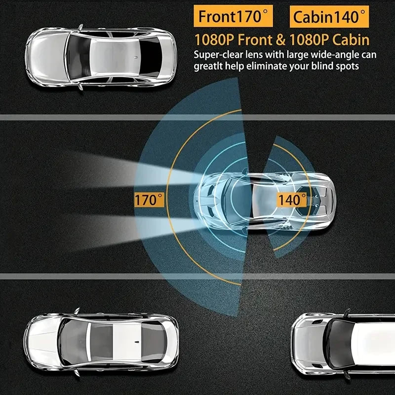 Dash Cam Doble Lente con Visión Nocturna y Sensor G – 1080P HD | 3.16” Pantalla IPS