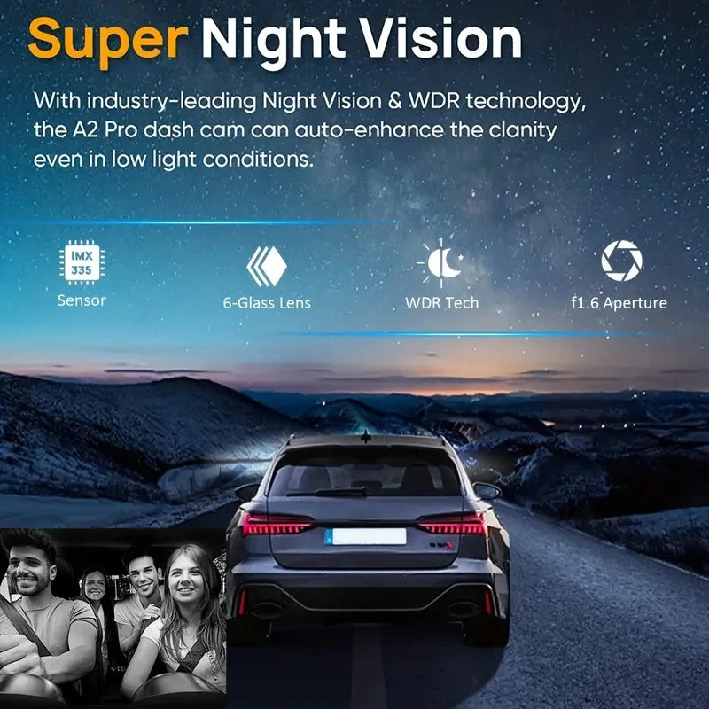 Dash Cam Doble Lente con Visión Nocturna y Sensor G – 1080P HD | 3.16” Pantalla IPS