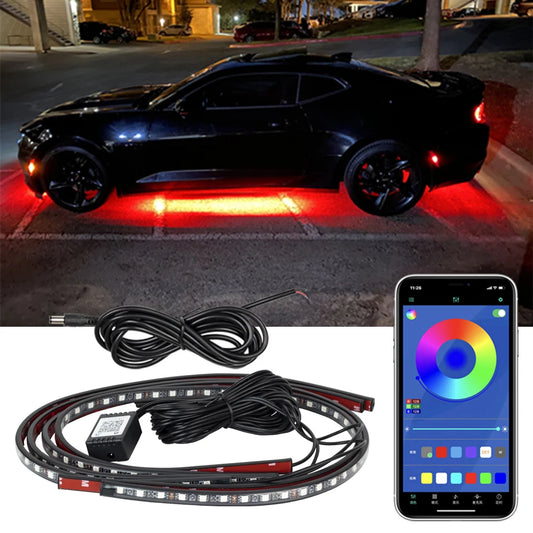 Tira de Luces LED Flexible para Chasis de Coche con Control Remoto / APP – Iluminación Ambiental RGB Neon