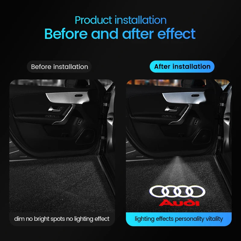 Luces de Bienvenida LED con Proyector de Logo – “Ghost Shadow” para Puertas Audi (2 uds)