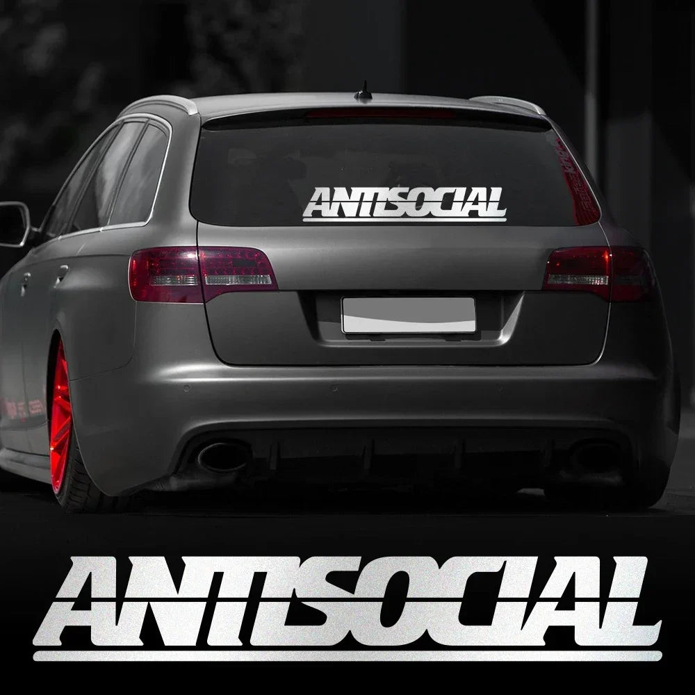 Pegatina Reflectante “Antisocial” – Personalizable y Resistente para Coche, Moto, Laptop y Más