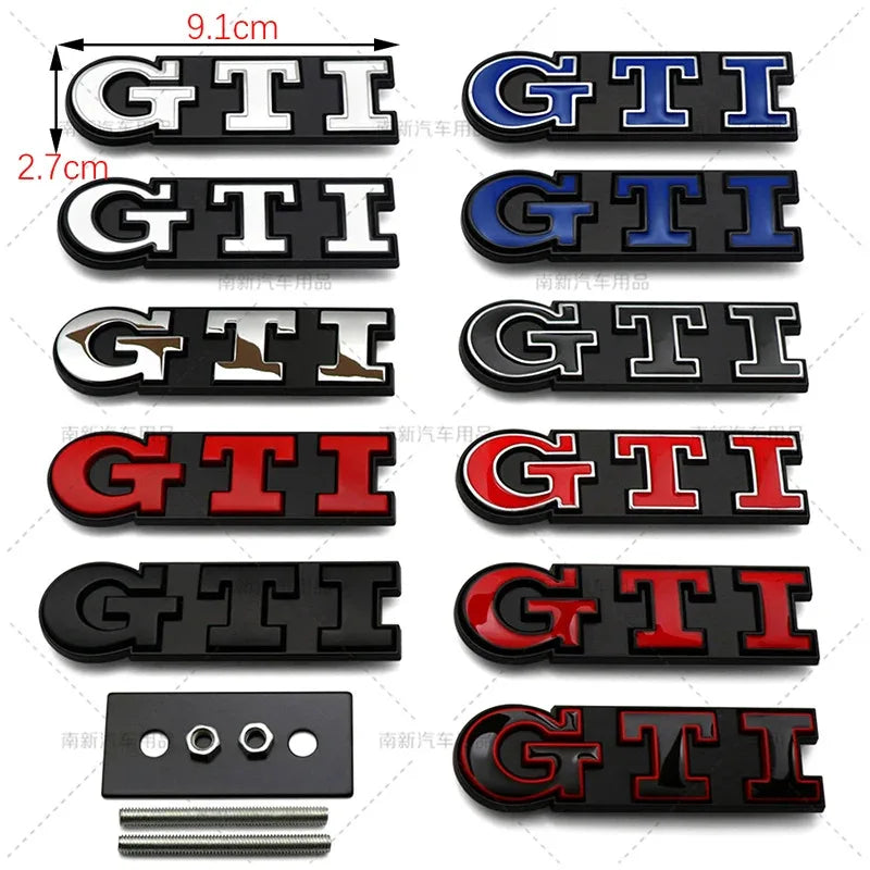 Emblema Metálico 3D GTI – Para Parrilla o Maletero | Compatible con VW Golf MK2 a MK8