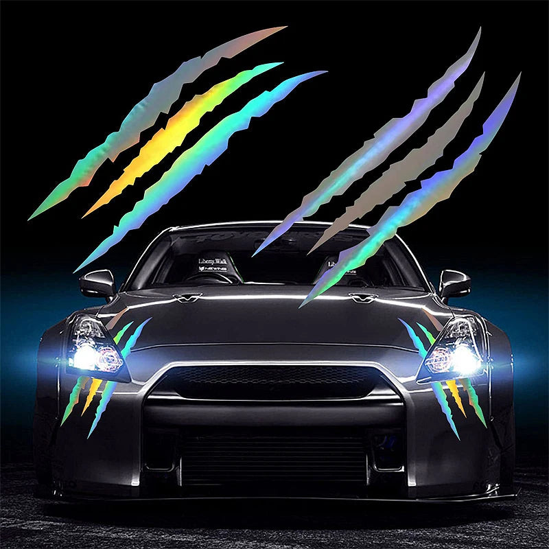 Vinilo Reflectante “Zarpa Fantasma” para Coche – Decoración Creativa de Capó y Faros
