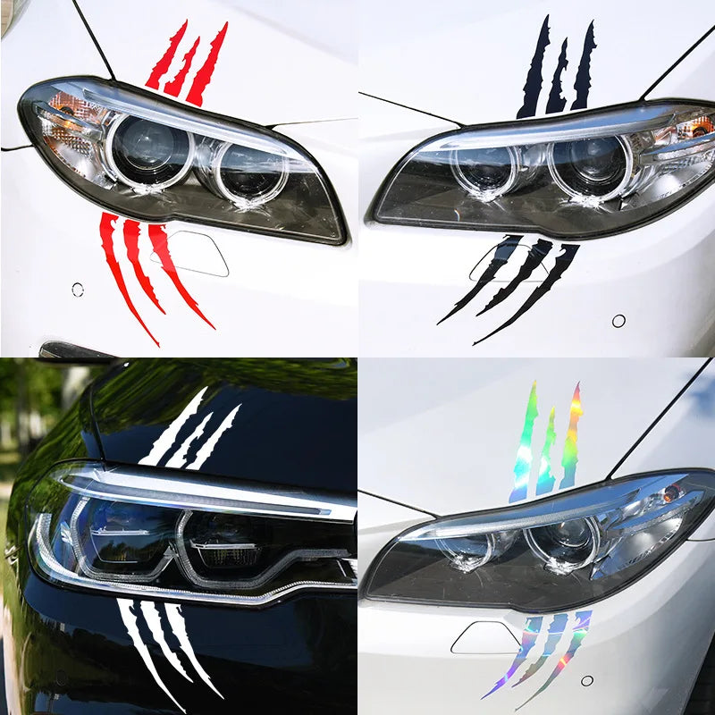 Vinilo Reflectante “Zarpa Fantasma” para Coche – Decoración Creativa de Capó y Faros