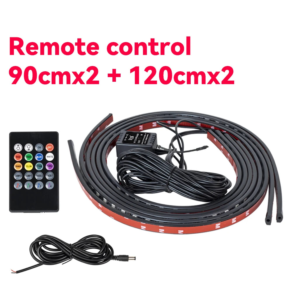 Tira de Luces LED Flexible para Chasis de Coche con Control Remoto / APP – Iluminación Ambiental RGB Neon