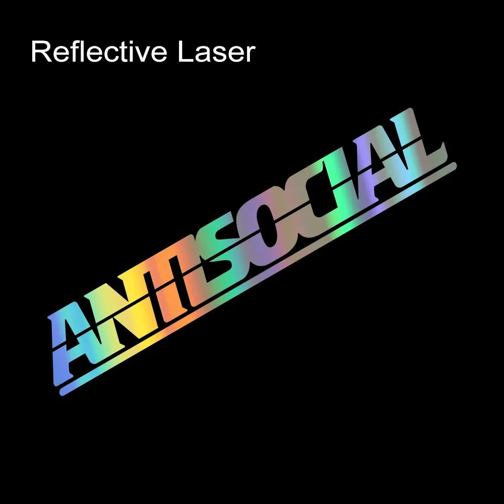 Pegatina Reflectante “Antisocial” – Personalizable y Resistente para Coche, Moto, Laptop y Más