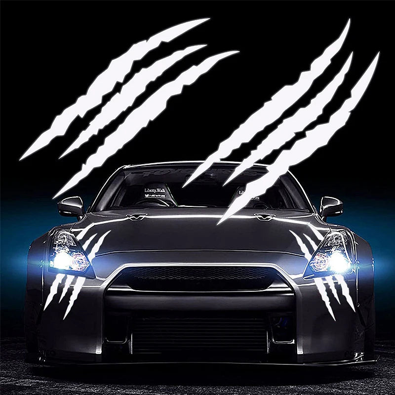 Vinilo Reflectante “Zarpa Fantasma” para Coche – Decoración Creativa de Capó y Faros
