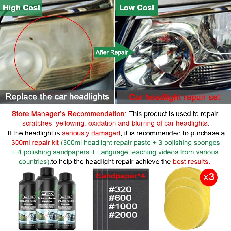 Kit Reparador de Faros para Autos – Elimina Rayones y Amarillamiento